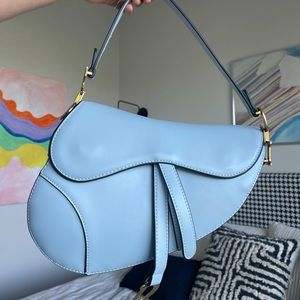 Cloud blue saddle bag goatskin